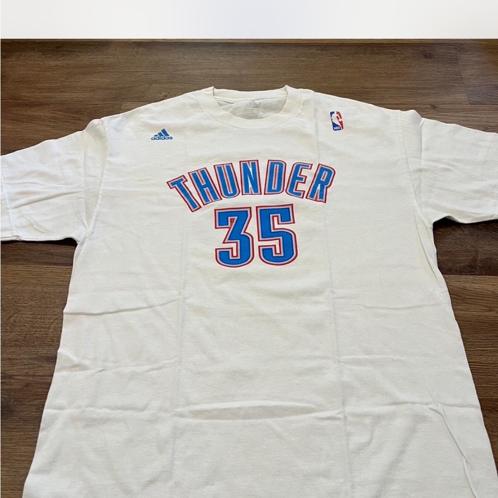 Kevin Durant Thunder Adidas White Thunder 35 SHIRSEY